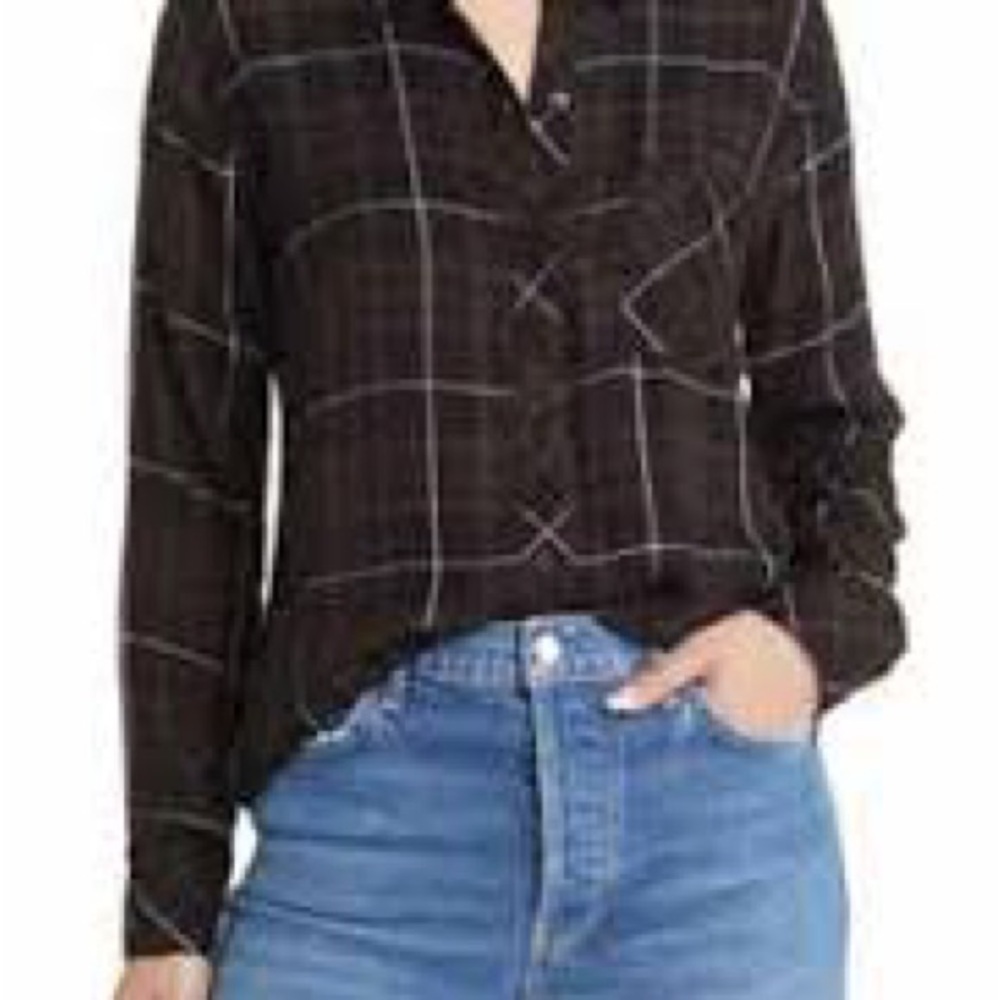 Rails Black Plaid Button Down Shirt